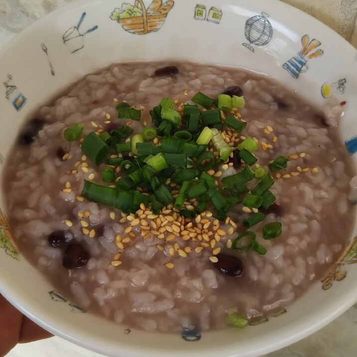 ど簡単、冷凍ご飯の小豆粥